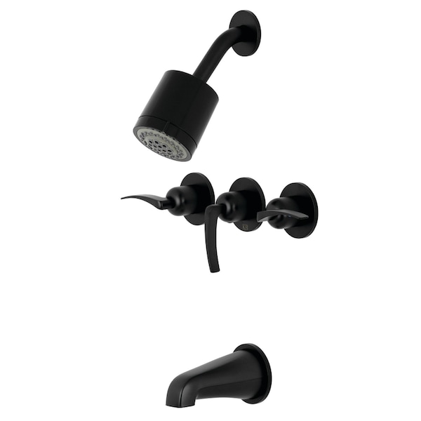 Tub and Shower Faucet, Matte Black, Wall Mount